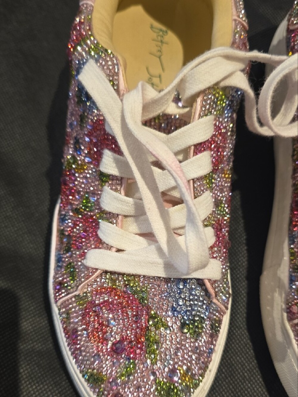 Betsey Johnson Pink Multi Crystal Floral Sneakers - Picture 3 of 7